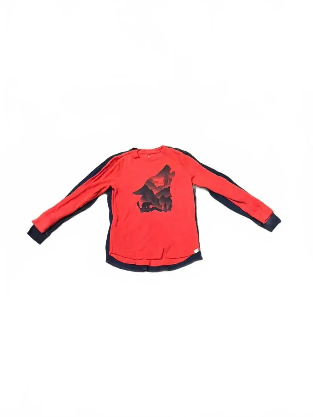 Gap Kids XL 12 years Long Sleeve Waffle Shirts Set Unisex Fall Winter Red Blue